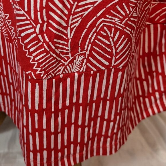 CHICO'S Round Neck Sleeveless Leaf Print Maxi Dress Red and White Chico's Size 1 - Picture 5 of 14